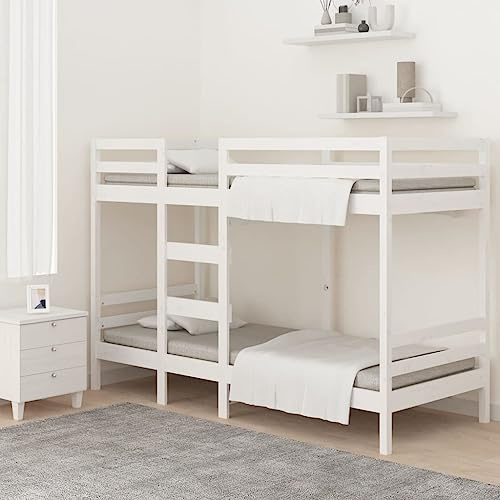 vidaXL Letto a Castello Bianco 75x190 cm in Legno Massello di Pino