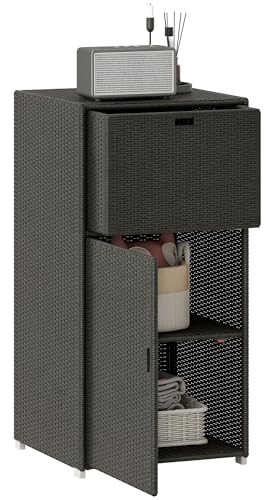 Outsunny Outdoor Towel Rack & Pool Storage 24 x 24 x 47 Dark Brown