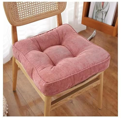 LUBOSE Stolskuddöverdrag med band restaurang trädgård kudde sittdyna boosterkudde tatami golvkudde soffkudde (45 x 45 cm, rosa)