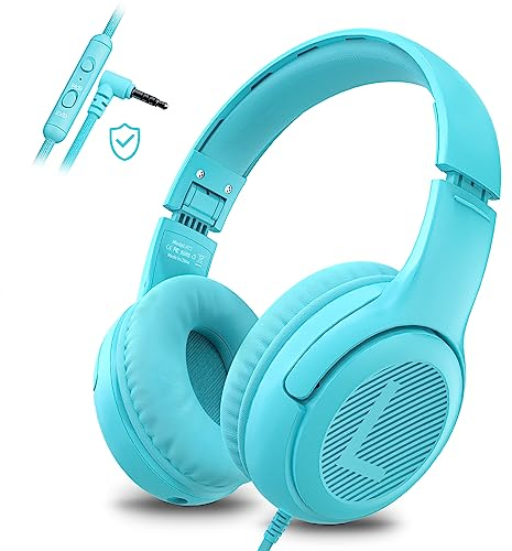 awatrue Kopfhörer Kinder, Kabel Kinderkopfhörer mit Mikrofon, Over Ear kopfhörer Kinder 85/94dB Lautstärkenbegrenzer, Stereo Sound, Faltbare, Einstellbar, Audio-Sharing