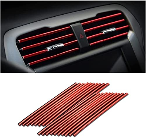 20 Piezas Tiras Decorativas para el Aire Acondicionado del Coche, Accesorios para el Interior del Coche, Tira Decorativa Multicolor para la MayoríA de las Salidas de Aire (Rojo)