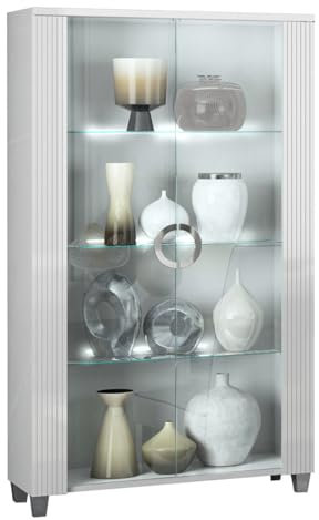 AltoBuy Marika - Argentier 2 Porte Laqué Blanc avec LEDs