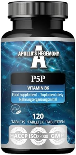 Pyridoxal-5-Phosphat (P-5-P) 6 mg pro Portion - 120 Vegane Tabletten - Vitamin B6 - Vorrat für 480 Portionen - Unterstützt Nerven und psychologische Funktionen - von Apollo's Hegemony