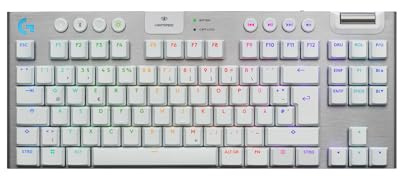 Logitech G G915 X Lightspeed TKL - Flache kabellose Gaming-Tastatur mit Double-Shot-PBT-Tastenkappen, RGB-Hintergrundbeleuchtung, braunen taktilen GL-Switches für PC/Mac, DEU QWERTZ-Layout - Weiß