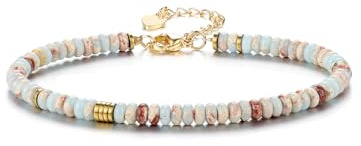 CrystalTears Crystal Bracelet for Women Colorful Boho Gemstone Beaded Bracelet Natural Healing Crystal Stone Bead Bracelets Women’s Summer Beach Jewellery Gifts for Christmas Birthday
