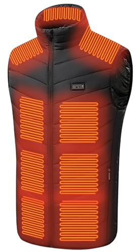 Mens Heated Gilet,Heated Vest Heating Body Warmers Clothes with 26 Heating Zone 3 Temperature Electric USB Rechargeable Thermal Jacket Winter Warm Vests Coat for Outdoor Camping Hiking(No Battery)