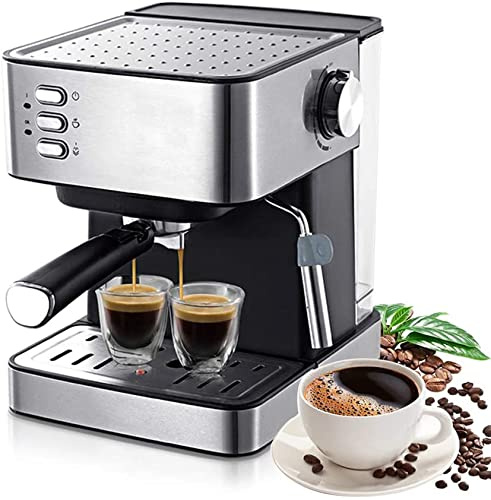 Cafetera Espresso Tradicional con Bomba y Varilla para espumar Leche, 15 Bares, depósito de Agua extraíble de 1,6 l.