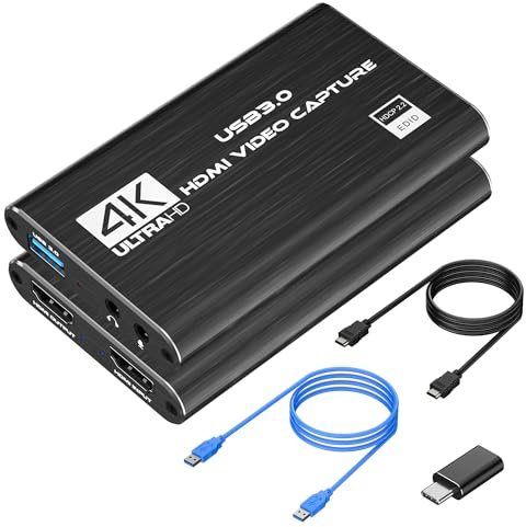 VIXLW 4K HDMI Capture Card for Streaming,Audio Video Capture Card PS5,Full HD 1080P 60FPS USB 3.0 Cam Link for Nintendo Switch/3ds/Xbox/PS4