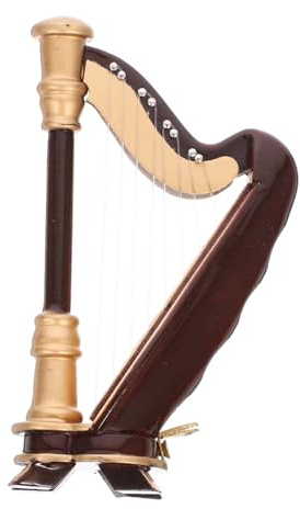 ERINGOGO Mini Arpa in Miniatura Riproduzione in Legno Strumento Musicale Decorazione da Tavolo con Scatola