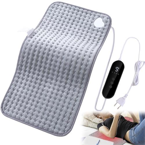Cojín calefactor con apagado automático, 30 x 60 cm, almohadilla térmica eléctrica con 9 modos de temperatura y 4 temporizadores, calentamiento rápido, protección contra sobrecalentamiento, lavable
