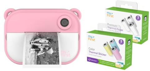 myFirst Insta 2 Bundle Pink - Instant Print Camera for Kids, 12MP Photo 1080P Video, Gift for Boys Girls 4-12, microSD Card, Thermal Printing