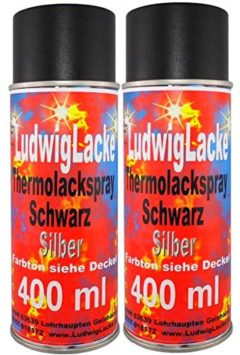 2 x Spraydosen 400ml Thermolack Silber bis 800 Grad Autolack
