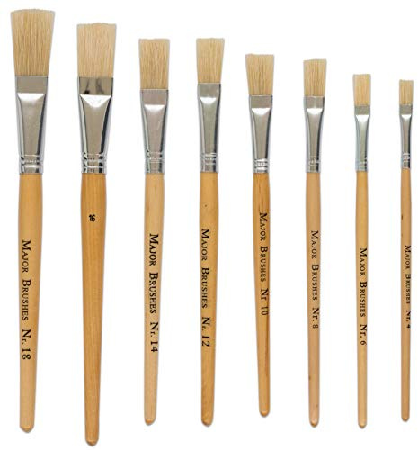 Betzold - Borstenpinsel-Set - 10 Malpinsel mit kurzem Stiel in einer Größe - Naturhaar-Pinsel