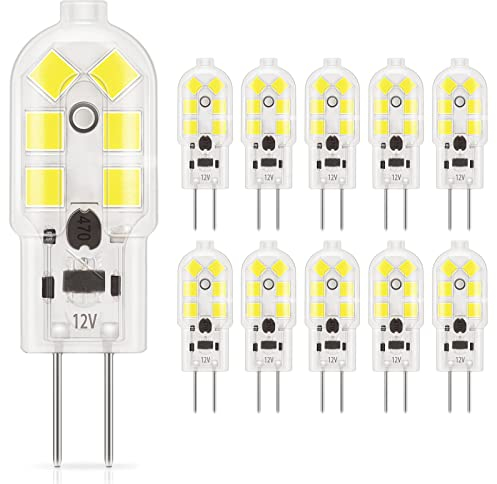 DiCUNO Ampoule G4 LED 12V, 1.5W équivalent à 15-20W halogène, Blanc froid 6000K, 160lm, G4 LED ampoule d'éclairage, Parfait pour hotte de cuisine et lustre, Non dimmable, 10 Pièces