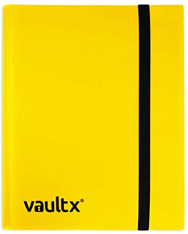 Vault X 9 Pocket Trading Card Strap Binder, 360 cards, Standard, 20 Side-Loading Pages, Folder for Collectible Card Games, Sports, TCG (Yellow)