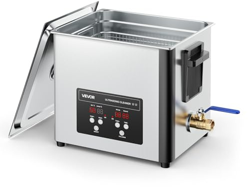 VEVOR 10 L Ultraschallreiniger, professionelle Ultraschallreinigungsmaschine mit Reinigungskorb & Digitalanzeige, 180 W Edelstahl 40 kHz Industrielle Reinigungsmaschine für Teile Vergaser Instrumente