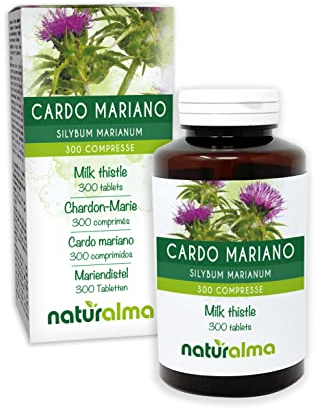 Cardo mariano (Silybum marianum) erba e frutti Naturalma - 150 g - 300 compresse - Integratore alimentare - Naturale e Vegano