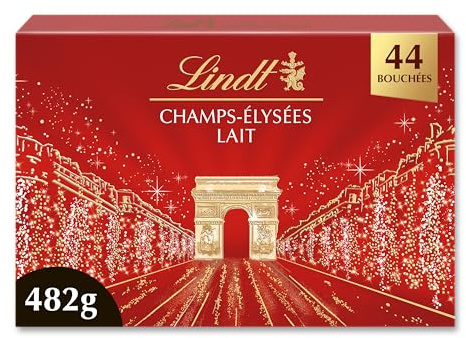 Lindt - Boîte CHAMPS-ÉLYSÉES Lait - Assortiment de Chocolats au Lait - Pralinés, Croustillants et Onctueux - Idéal pour Noël, 482g