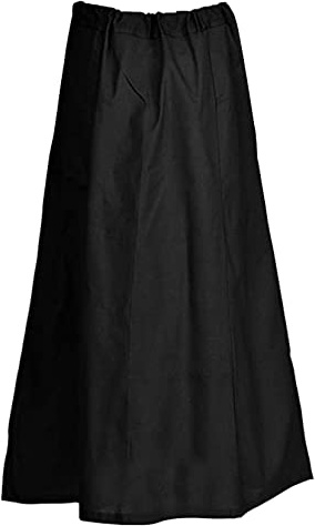 Fashnkart Cotton Petticoats For Women Indian Saree Underskirt Stitched Solid Drawstring Adjustable Waist Sari Black
