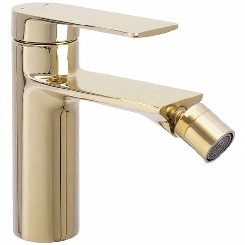 Rea ROBINET DE BIDET STORM GOLD Mitigeur monocommande en Laiton pour WC Toilette Salle de Bain (d'or)