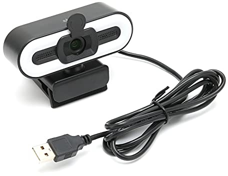USB (Webcam, 1080p Webcam with Stereo Microphone, Built-in LED Lights, Plug And Play, Compatible with PC, Desktop, Laptop for Live Streaming Video Conferencing
