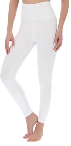 FUTURO FASHION High Waisted Leggings - Buttery Soft Casual Leggings for Women, Comfy Everyday, Stretchy Non-See Through, UK S-XXL White