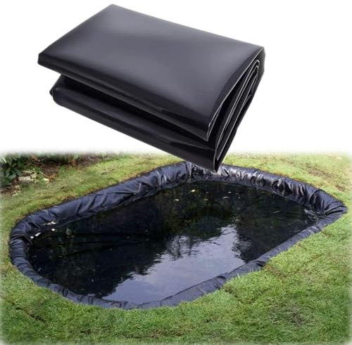 Bâche pour Bassin 8x10m HDPE Bâche D'étang 6x8m Doublure D'étang Étanche 4x6m Revêtement pour Bassin À Poisson Bâche pour Étang pour Étangs à Poissons, Cascades, Fontaines, Jardins Aquatiques(20 x 26f