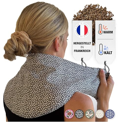 Chill&Rest - Cuscino termico microonde - cuscino riscaldante cervicale - semi di lino - cuscino riscaldabile - dolore cervicale - termoforo lombare - Grigio - La Anthracite