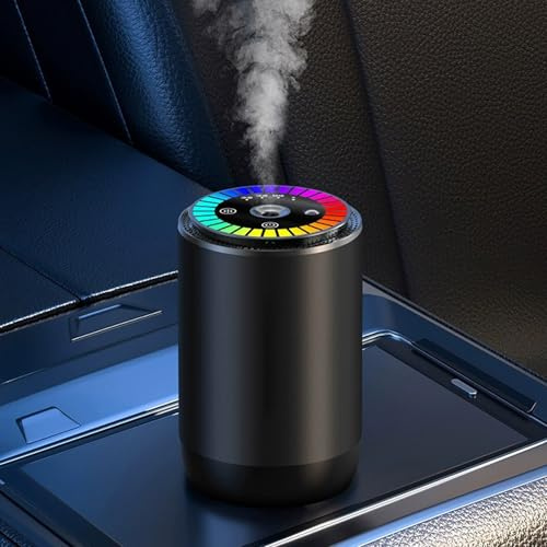 Désodorisant intelligent pour voiture avec lumière LED rythmique, diffuseur de parfum 50 ml, capteur de vibration, marche/arrêt automatique