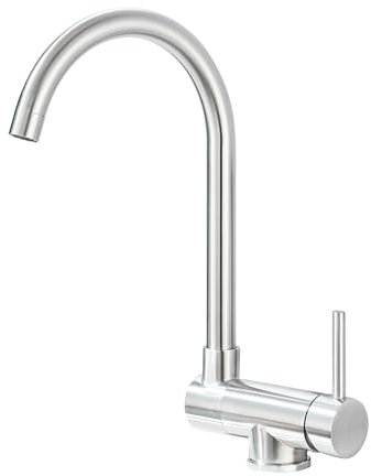 Saeuwtowy Rubinetto da cucina pieghevole, girevole a 360°, rubinetto per lavello da cucina, pieghevole, in acciaio inox, miscelatore lavello acqua fredda e calda