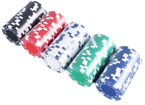 Bsbkoj Pokerchips set, kvalitets pokerkit med aluminiumfodral, 20 x 20 cm | (7,87 x 2,76 tum) professionellt kortspelschips för Texas Hold'em, Blackjack, Club Tournaments