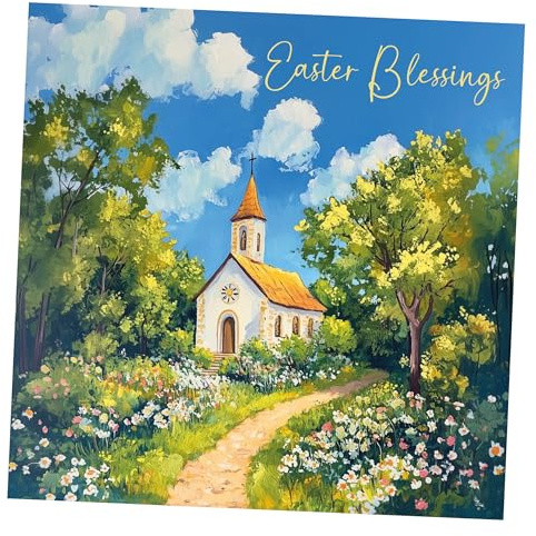 Easter Cards Pack of 8. Each pack contains 1 Easter Church Designs. Ecofriendly, recyclable, plastic free cards, envelopes and box. Blank Inside.
