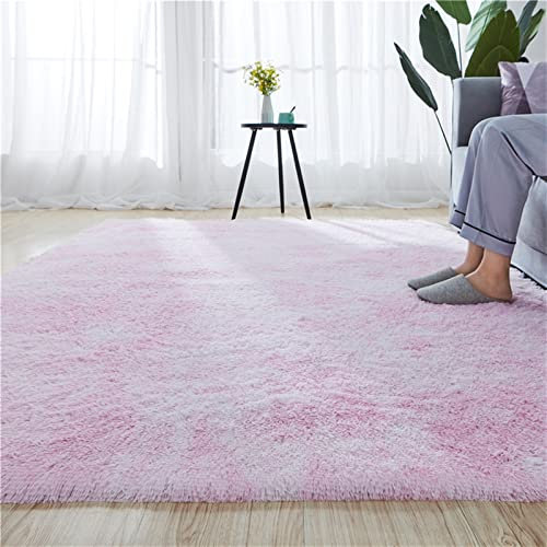 Tappeto a pelo lungo morbido rosa tinto a nodi, 160 x 250 cm, soffice tappeto a pelo alto, per soggiorno, antiscivolo, per interni
