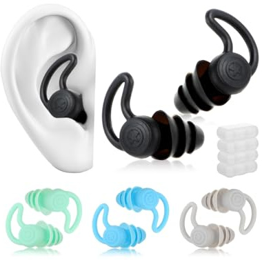 GAJUS Bouchons d'Oreilles de Natation Adultes - 4 Paires en Silicone Souple, Imperméables et Réutilisables pour Natation, Douche, Surf, Plongée et Sports Aquatiques