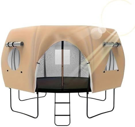 Stronrive Housse De Tente pour Trampoline, Couverture Anti-UV pour Jardin Arrière, Tente Toile de Protection Solaire Extérieure 4,2 m pour de Jeux