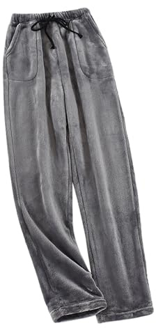 Pantalones de pijama de franela mullidos para hombre, de forro polar, unisex, suaves y cálidos, pantalones largos