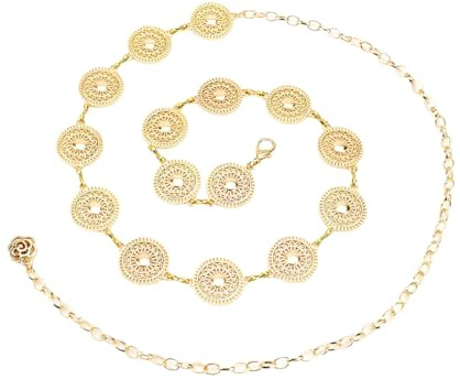 JYNXOR Cintura a Catena in Metallo per Donna - Cintura Regolabile Oro Sottile, Stile Bohémien, Accessorio per Abiti, Jeans e Outfit Country Concert