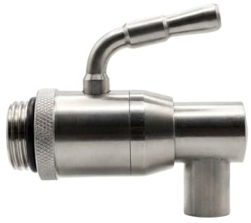 RagStore Rubinetto in Acciaio Inox 1/2 con beccuccio salvagoccia Girevole e Leva di Chiusura – Rubinetto per bidoni Olio, Vino, Acqua e liquidi Alimentari