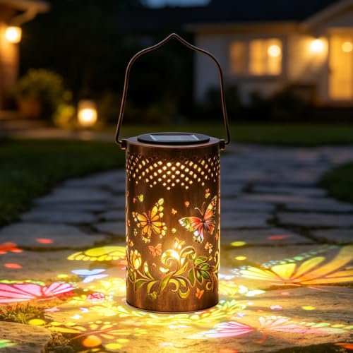 LTFIOON Lámparas solares para exteriores, regalo del Día de la Madre para mujeres, mamá, lámparas solares de girasol, decoración de jardín colgante, luz de girasol, IP44, resistente al agua, metal