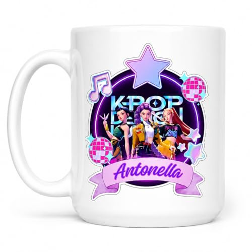 VARZI Tazza In Ceramica Personalizzabile KPop Demon Hun ters Con Nome | Mug Bianca Idea Regalo Fan KPop | Tazza Colazione Personalizzata