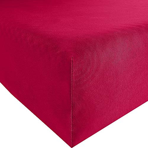 Erwin Müller Spannbettlaken Freising Elasthan-Jersey-Stretch - dehnbar, antipilling, bügelfrei, Rundumgummi - rot Größe 80x200 cm - 80x220 cm