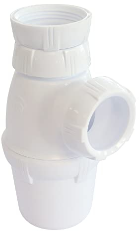 SOMATHERM FOR YOU - BB418 - sifone del lavandino NF regolabile - plastica bianca - Altezza regolabile 132-188 mm - Arrivo 33/42-33/42 uscita con American attaccato al tubo 32