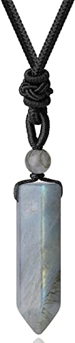 XIANNVXI Moonstone Labradorite Necklace Gemstone Stone Labradorite Pendant Healing Crystals Grey Necklace Mens Jewellery
