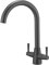 Heable Kitchen Mixer Tap Dual Lever Swivel Spout Grey Sink Taps with UK Standard Fittings