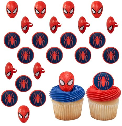 MARVEL's Spider-Man™ Cupcake Decoration Toppers | 24 Pack Party Cake Rings