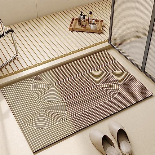 Alfombra de Baño de Piedra de Diatomita Antideslizante Antimoho de Kewing, Absorbente, Antideslizante, 60*90cm, Color Crema