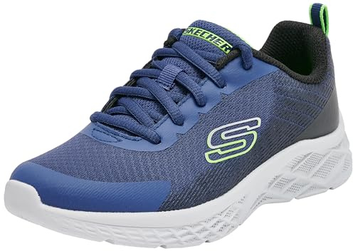 Skechers träningsskor för pojkar, Marinblå textil syntetisk svart lime trim, 31 EU