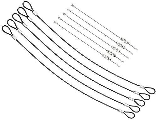 PATIKIL 1,6 fot säkerhetskabellås, 5-pack rostfritt stål 2 mm diameter säkerhetsvajer med dubbel ögla skruvad trådkabel för scenbelysning bagagelås svart