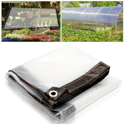 Ansobea Telo di copertura impermeabile, 3 x 6 m, trasparente, con occhielli e corda, pieghevole, protezione dal vento, per terrazza, balcone, serra, telone