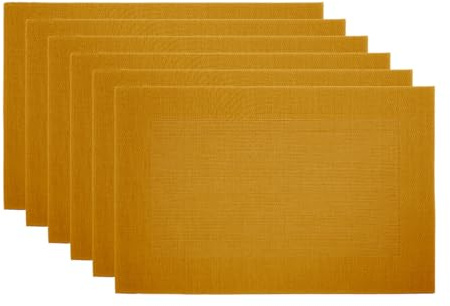 BIANCHERIAWEB Set Tovagliette Americane Cucina Antiscivolo in Tinta Unita Lavabili Set 6 Senape